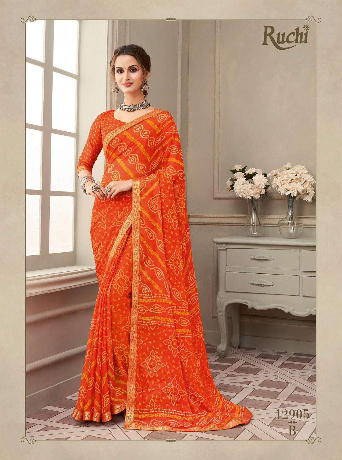 Simaya By Ruchi Printed Designer Chiffon Sarees Wholesale Market In Surat